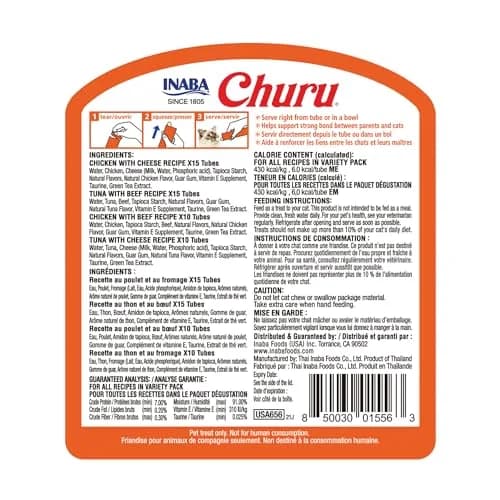 INABA Churu Cat Treats Beef & Cheese Variety 50 Tubes | High Moisture, Low Calorie Lickable Purée thumbnail 9