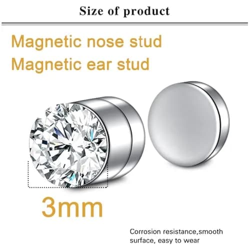 MODRSA Magnetic Nose Studs & Rings 3mm (8 Pairs) | Non-Piercing Faux Jewelry thumbnail 2