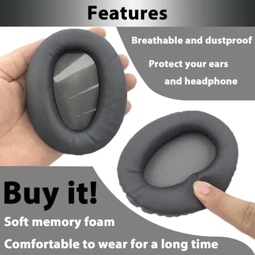 Adhiper Earpads for Sony WH-CH700N WH-CH710N WH-CH720N Headphones - Titanium Gray | Premium Protein Leather & Memory Foam Replacement thumbnail 6