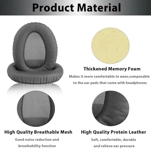 Adhiper Earpads for Sony WH-CH700N WH-CH710N WH-CH720N Headphones - Titanium Gray | Premium Protein Leather & Memory Foam Replacement thumbnail 3