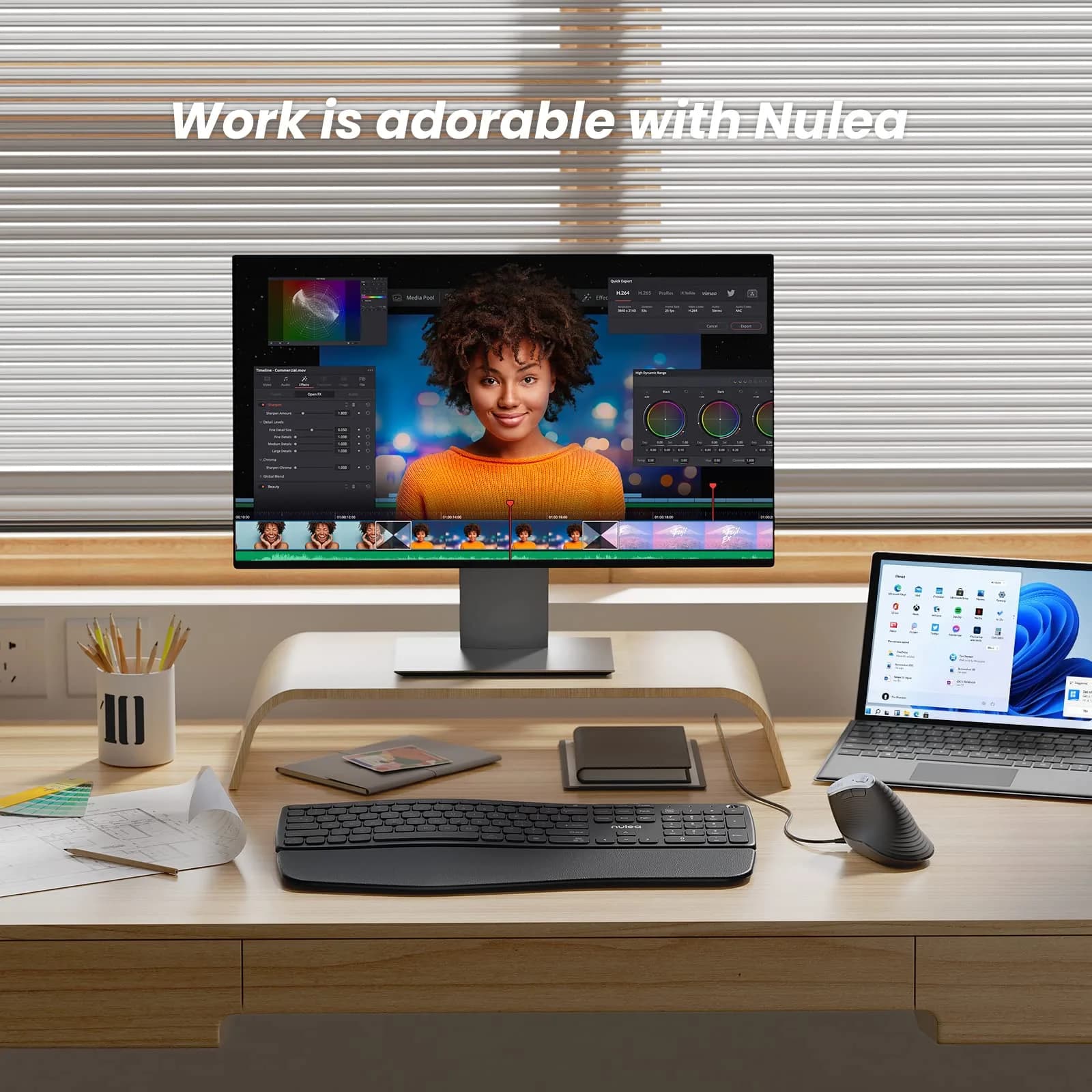 Nulea M504 Wired Vertical Mouse with RGB Lighting | 3200 DPI Optical Sensor - view 7