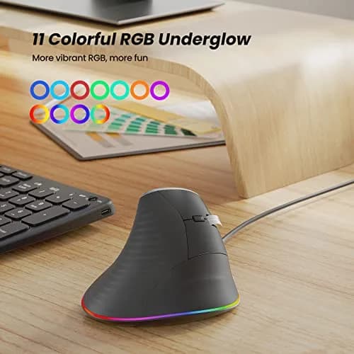 Nulea M504 Wired Vertical Mouse with RGB Lighting | 3200 DPI Optical Sensor thumbnail 8
