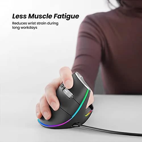 Nulea M504 Wired Vertical Mouse with RGB Lighting | 3200 DPI Optical Sensor thumbnail 2