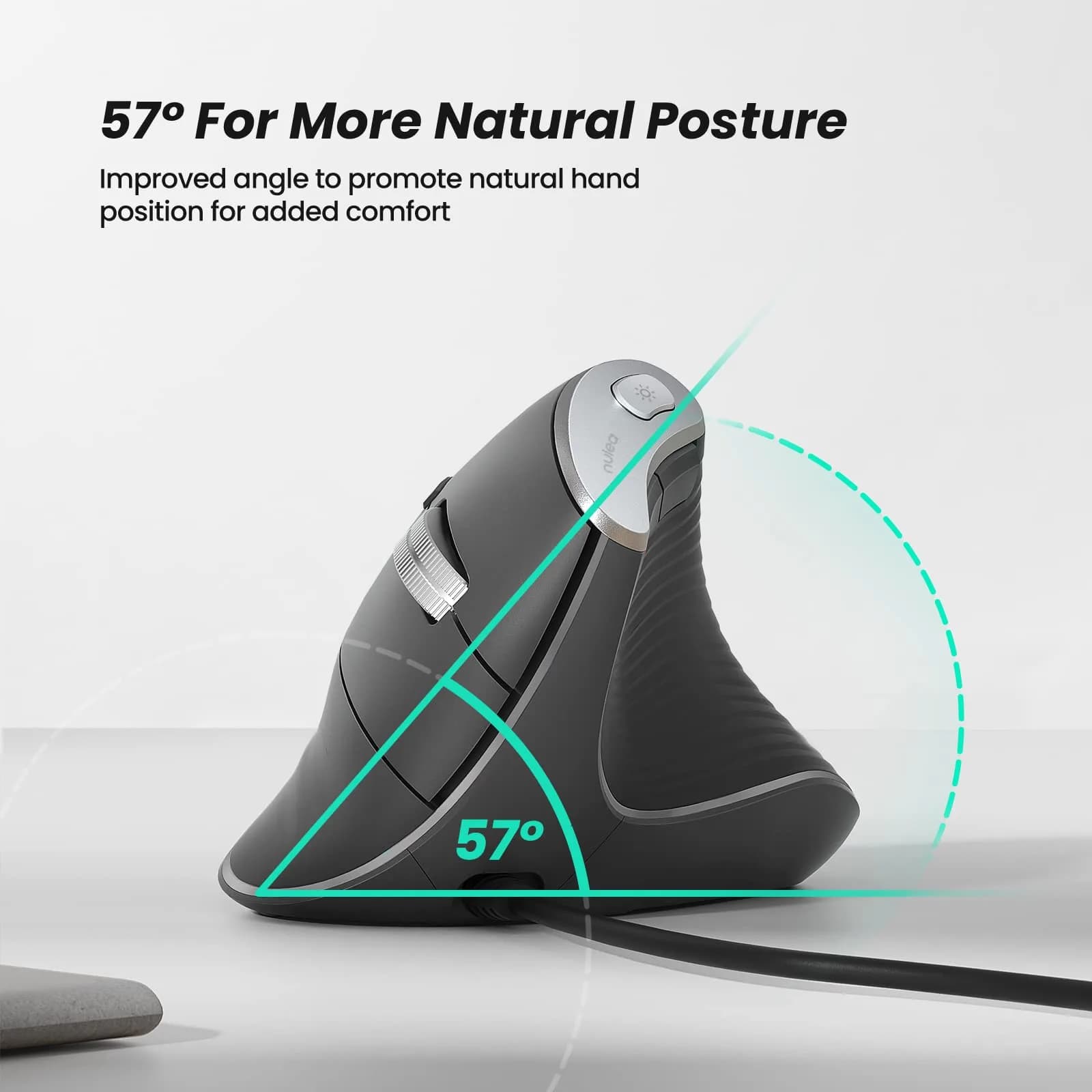 Nulea M504 Wired Vertical Mouse with RGB Lighting | 3200 DPI Optical Sensor - view 3