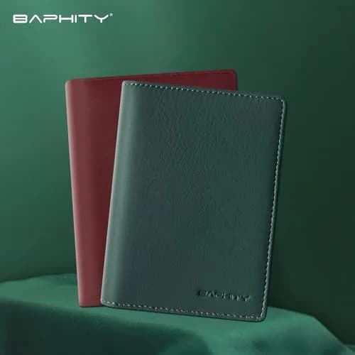 BAPHITY Genuine Leather RFID Blocking Passport Holder Wallet with Zipper | Green thumbnail 5