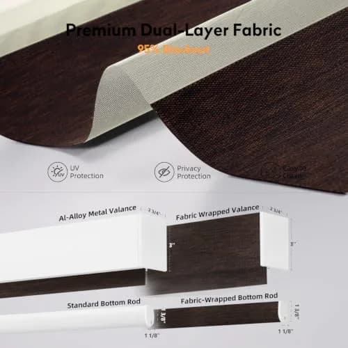 ACMEART Motorized Blackout Zebra Blinds with Remote, Classical Chocolate | Custom Size, Smart Control thumbnail 4