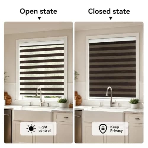 ACMEART Motorized Blackout Zebra Blinds with Remote, Classical Chocolate | Custom Size, Smart Control thumbnail 2