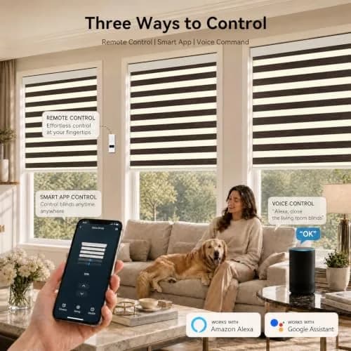 ACMEART Motorized Blackout Zebra Blinds with Remote, Classical Chocolate | Custom Size, Smart Control thumbnail 3