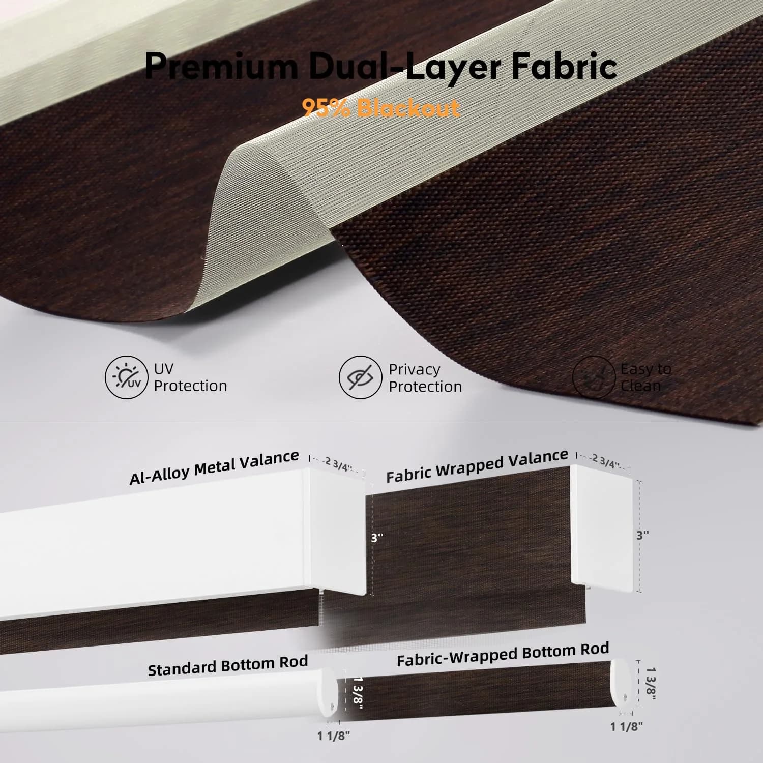 ACMEART Motorized Blackout Zebra Blinds with Remote, Classical Chocolate | Custom Size, Smart Control - view 4