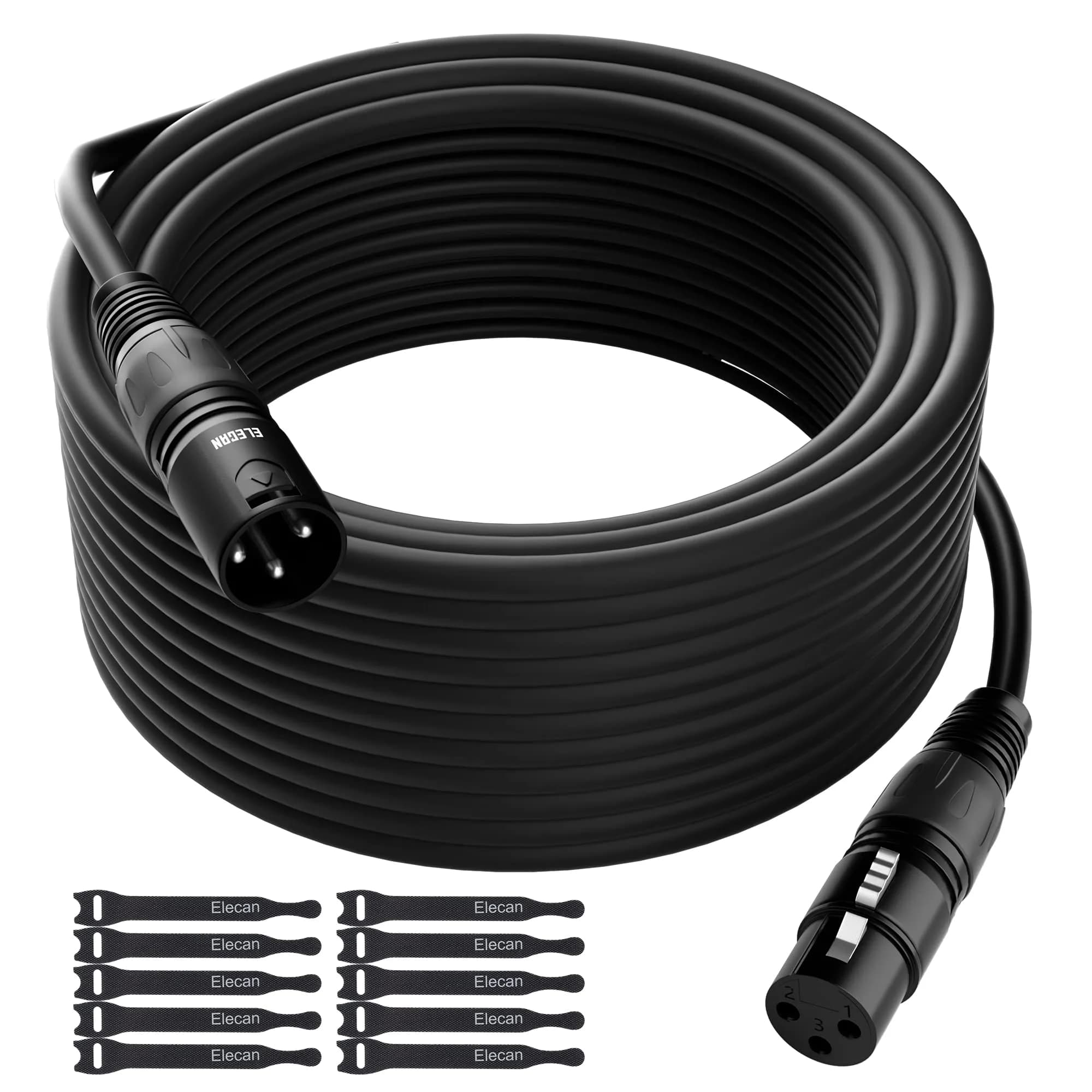 Elecan XLR Microphone Cable 200 Feet | Heavy Duty Balanced Shielded Mic Cord