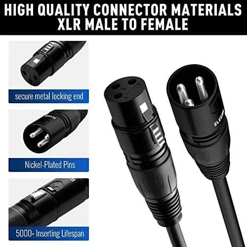 Elecan XLR Microphone Cable 200 Feet | Heavy Duty Balanced Shielded Mic Cord thumbnail 2