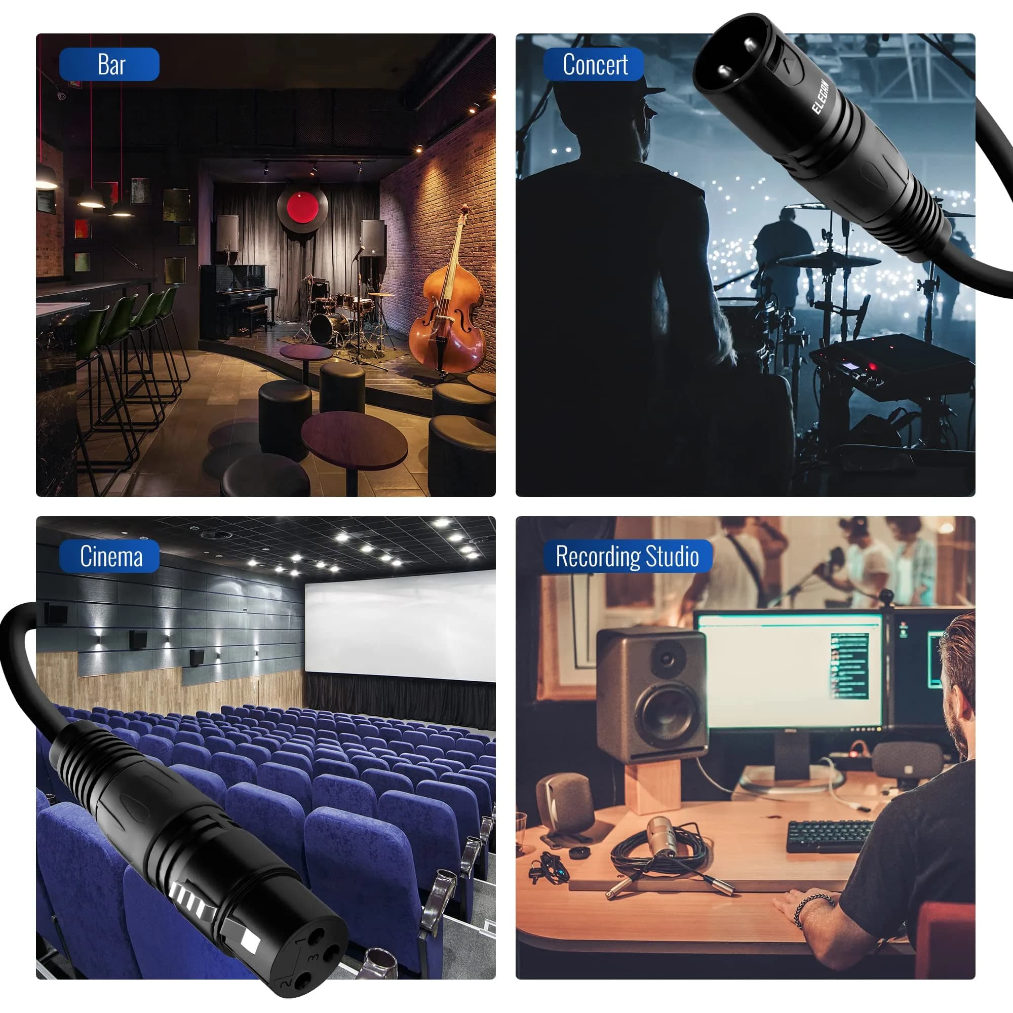 Elecan XLR Microphone Cable 25 Feet | Heavy Duty Shielded 3-Pin thumbnail 6