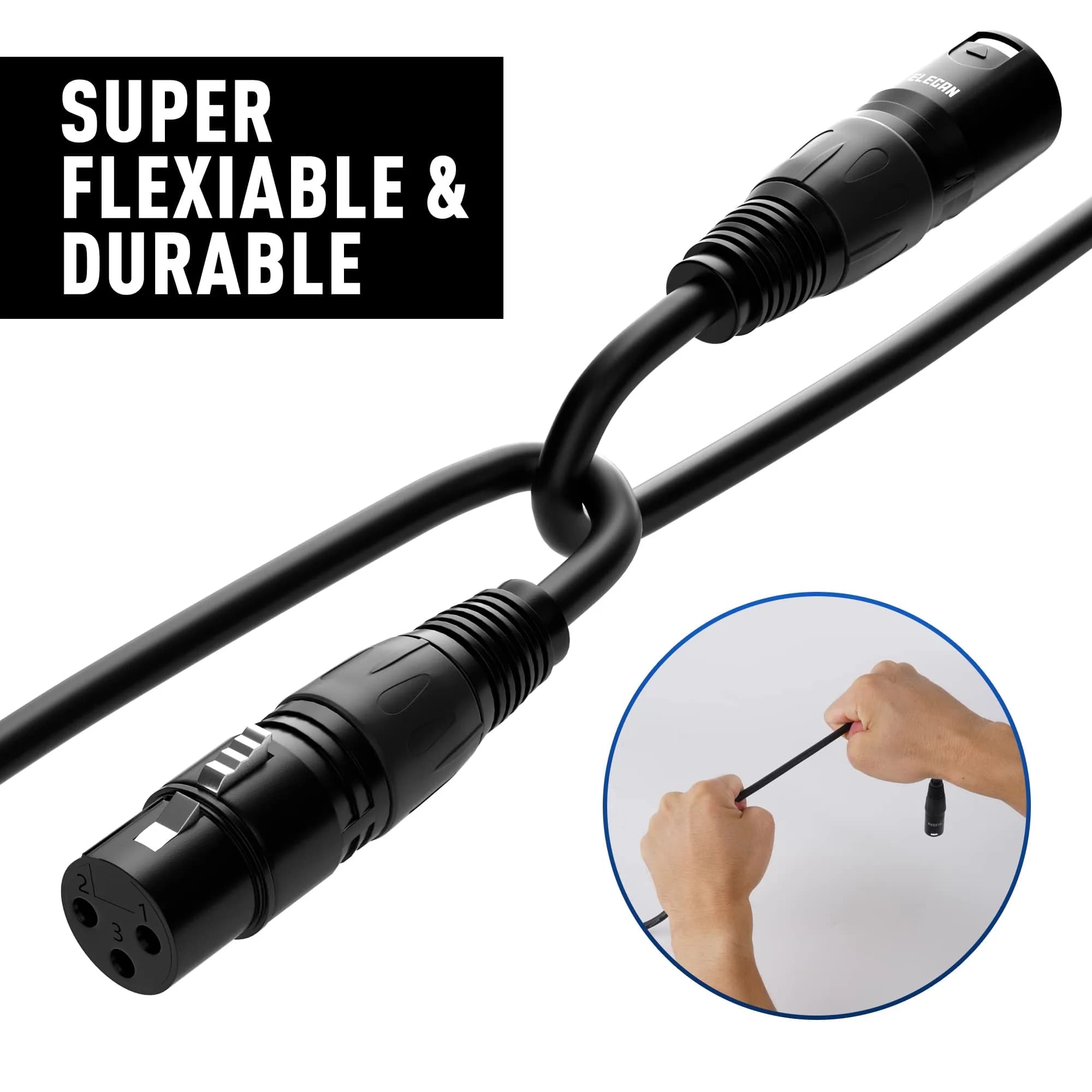 Elecan XLR Microphone Cable 25 Feet | Heavy Duty Shielded 3-Pin thumbnail 4