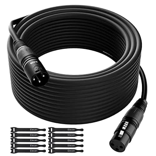 Elecan XLR Microphone Cable 50 Feet | Heavy Duty Balanced Shielded Mic Cord for Stage & Studio thumbnail 1