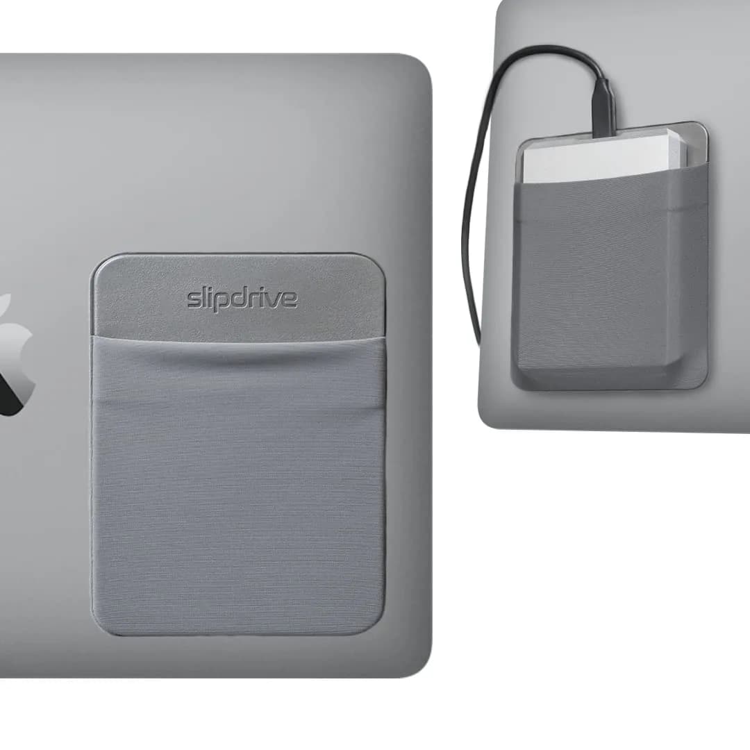 Slipdrive Gray Portable Hard Drive Sleeve for Laptops | 13.97cm x 11.43cm (5.5" x 4.5") Stick-On Case