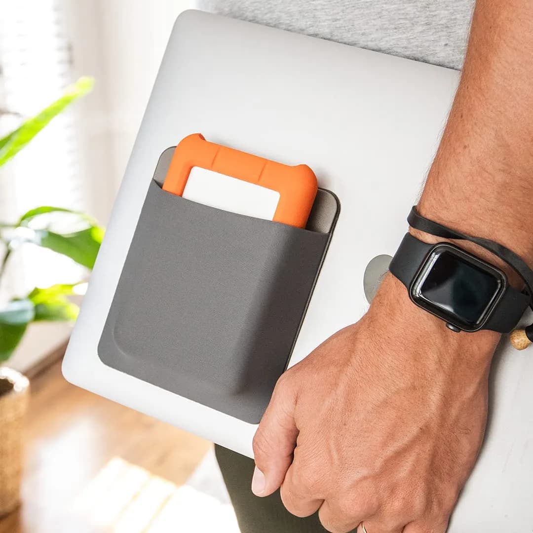 Slipdrive Gray Portable Hard Drive Sleeve for Laptops | 13.97cm x 11.43cm (5.5" x 4.5") Stick-On Case - view 6