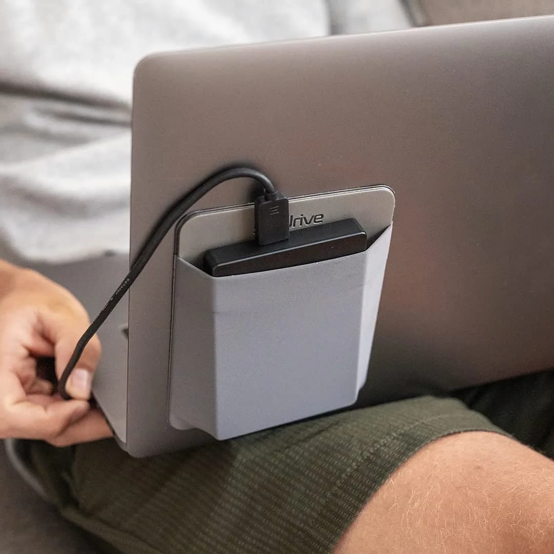 Slipdrive Gray Portable Hard Drive Sleeve for Laptops | 13.97cm x 11.43cm (5.5" x 4.5") Stick-On Case - view 7