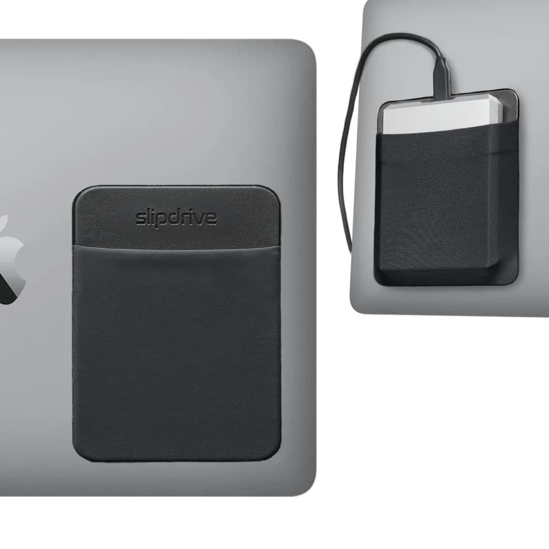 Slipdrive Black Portable Hard Drive Sleeve for Laptops | Stick-on External HDD Case 12.7cm x 10.16cm
