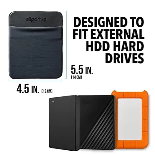 Slipdrive Black Portable Hard Drive Sleeve for Laptops | Stick-on External HDD Case 12.7cm x 10.16cm thumbnail 2