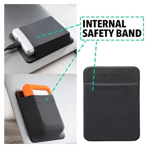 Slipdrive Black Portable Hard Drive Sleeve for Laptops | Stick-on External HDD Case 12.7cm x 10.16cm thumbnail 3