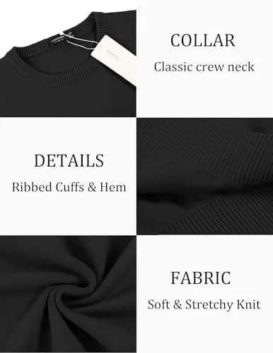 COOFANDY Men's Casual Cotton Crewneck Pullover Sweater - Black, 3X-Large (135.6 cm) thumbnail 6