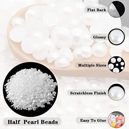 BLAAROOM Half Pearls for Crafts 2mm-10mm | Flatback DIY Nail Art & Jewelry (70-120 chars) thumbnail 3