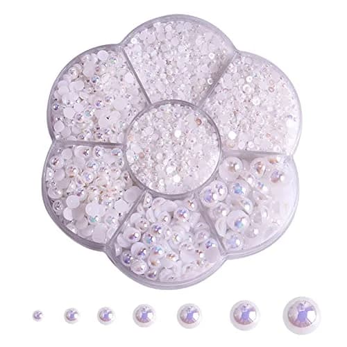 BLAAROOM 5800Pcs Half Pearls for Crafts 2mm-10mm | AB White Flatback DIY Art Embellishments thumbnail 1