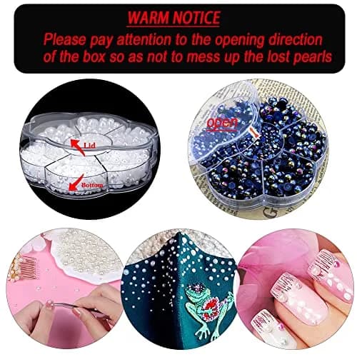 BLAAROOM 5800Pcs Half Pearls for Crafts 2mm-10mm | AB White Flatback DIY Art Embellishments thumbnail 8