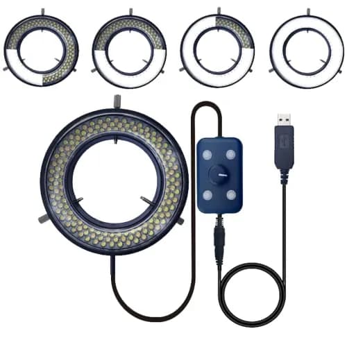 Gringoo Microscope LED Ring Light Illuminator USB 5V 144 LED 4 Zone RGB 62mm Inner Diameter | Adjustable Brightness & Color Temperature thumbnail 1