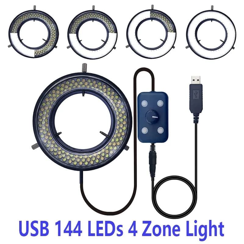 Gringoo Microscope LED Ring Light Illuminator USB 5V 144 LED 4 Zone RGB 62mm Inner Diameter | Adjustable Brightness & Color Temperature - view 4