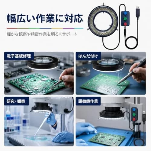 Gringoo Microscope LED Ring Light Illuminator USB 5V 144 LED RGB 16-62mm | Adjustable Color Temperature & Brightness thumbnail 3