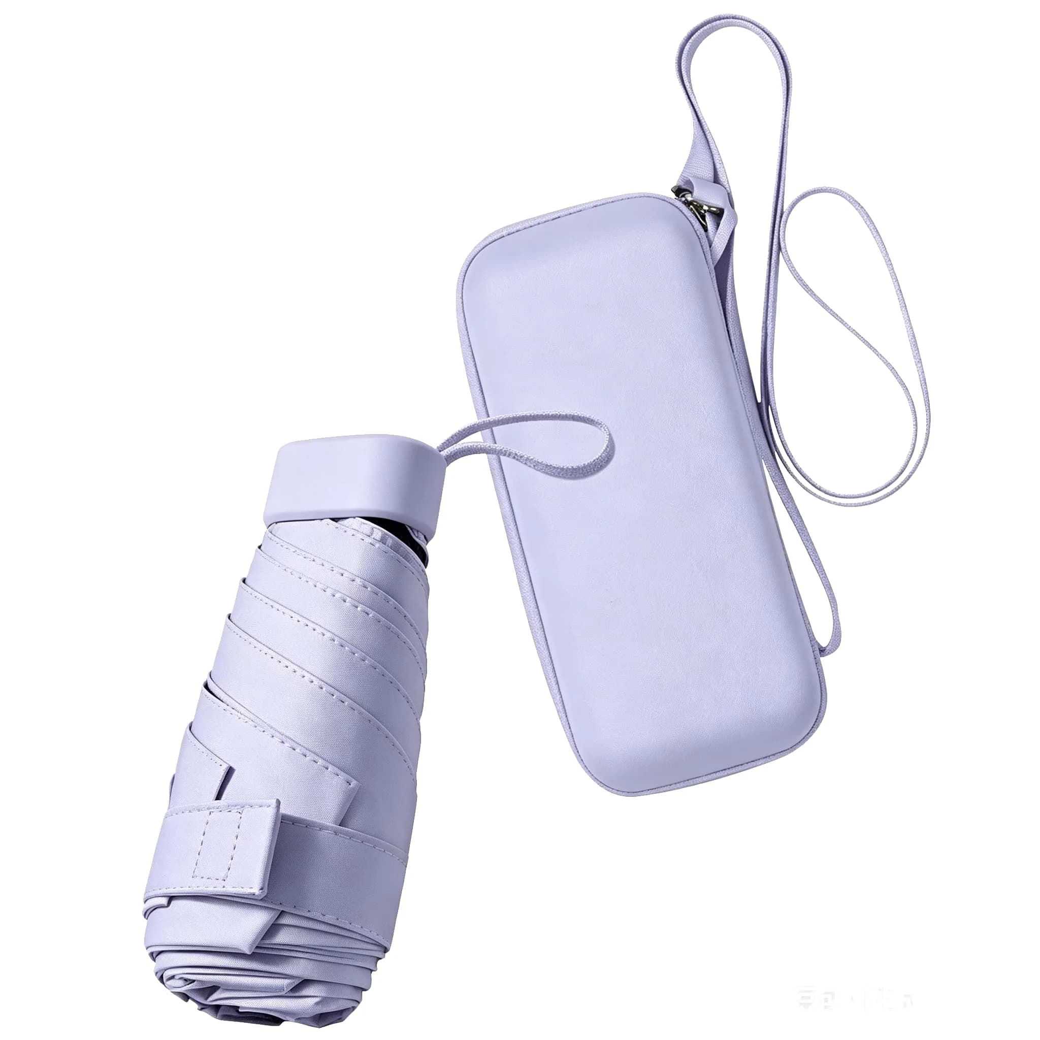 ESUFEIR Mini Sun Umbrella for Purse with Case, Purple | UPF 50+ UV Protection, 35" Canopy
