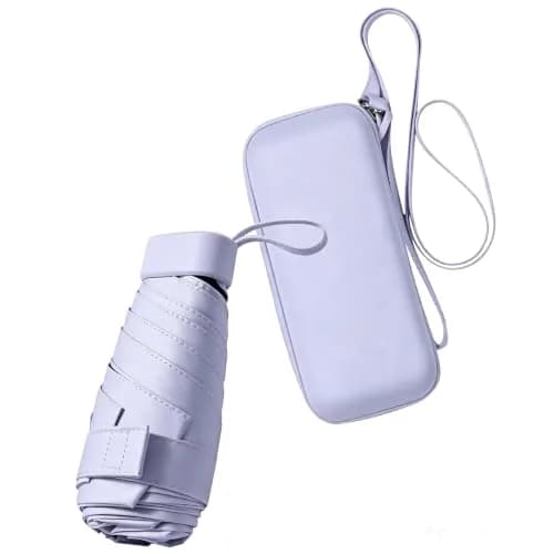 ESUFEIR Mini Sun Umbrella for Purse with Case, Purple | UPF 50+ UV Protection, 35" Canopy thumbnail 1