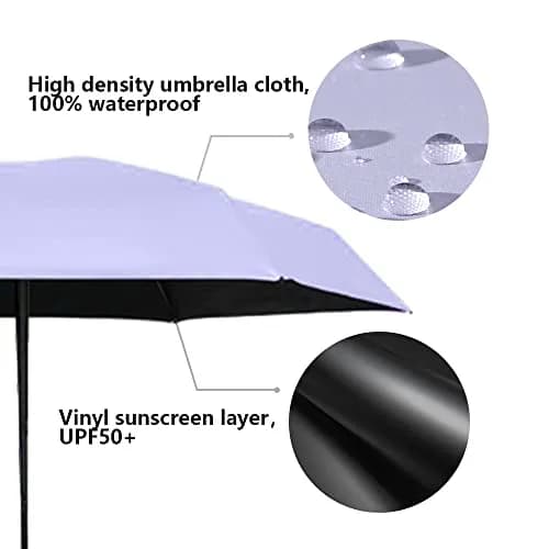 ESUFEIR Mini Sun Umbrella for Purse with Case, Purple | UPF 50+ UV Protection, 35" Canopy thumbnail 8