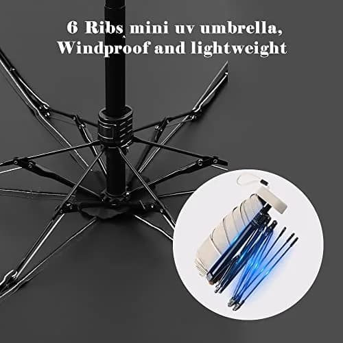 ESUFEIR Mini Sun Umbrella for Purse with Case, Purple | UPF 50+ UV Protection, 35" Canopy thumbnail 9