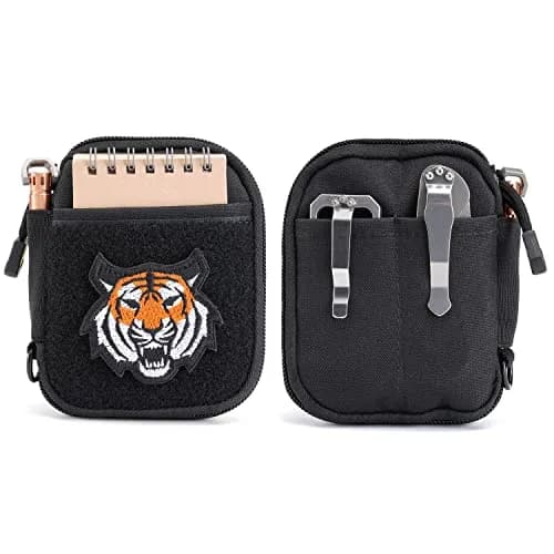 sayram SP1 EDC Pouch Small Nylon Utility Organizer for Men | 8 Pockets, Patches Area, D-Ring, Lightweight (Black) thumbnail 1