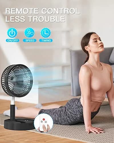 AICase Folding Portable Telescopic Fan 94cm-100cm (3.7"-39.3") | USB Desk Fan with 7200mAh Battery & Remote thumbnail 4