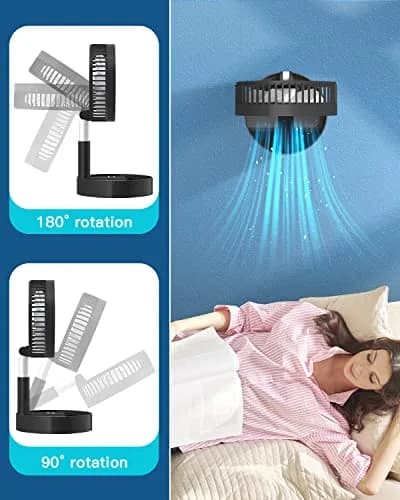 AICase Folding Portable Telescopic Fan 94cm-100cm (3.7"-39.3") | USB Desk Fan with 7200mAh Battery & Remote thumbnail 5