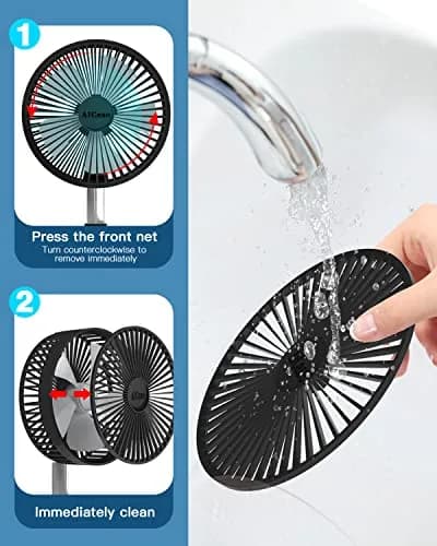 AICase Folding Portable Telescopic Fan 94cm-100cm (3.7"-39.3") | USB Desk Fan with 7200mAh Battery & Remote thumbnail 7