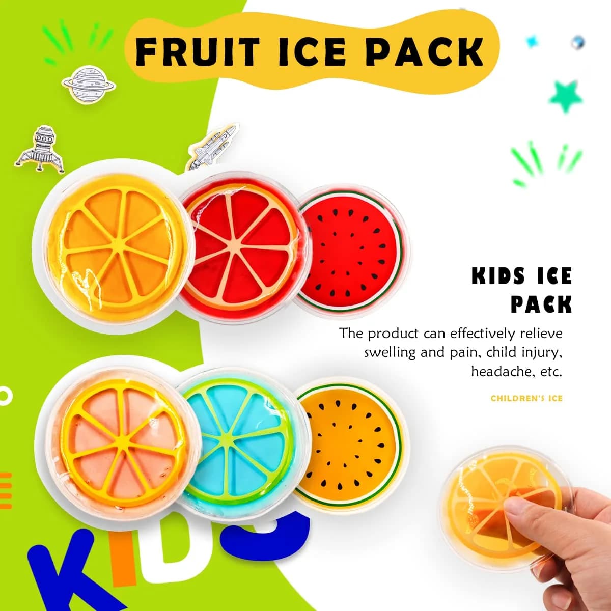 Couleurs Kids Ice Pack Gel Cooling Pad 2-Pack (14.4cm x 16cm x 1.3cm) | Reusable Hot & Cold Therapy for Children - view 2