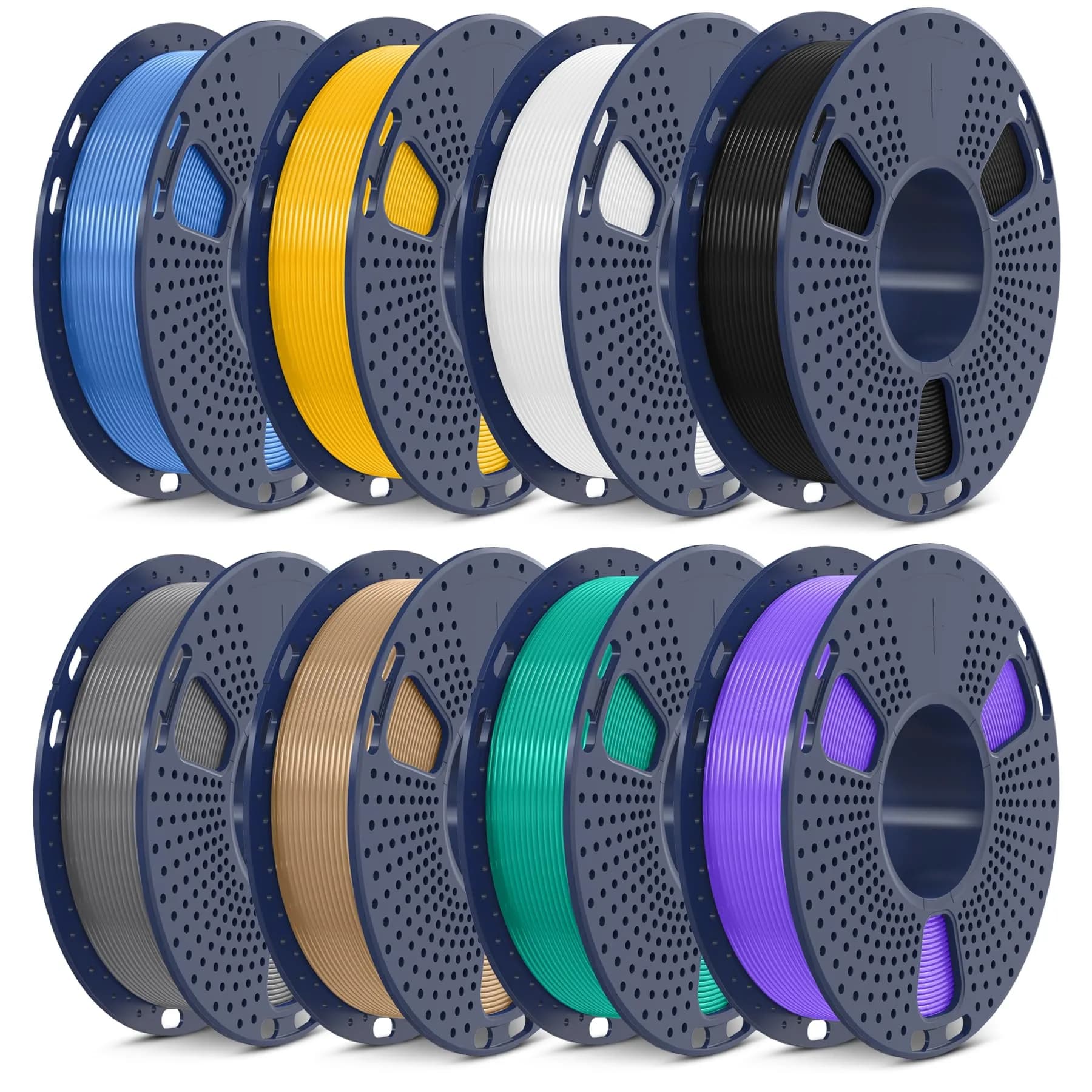 SUNLU 250g PLA Filament Bundle 1.75mm | Multicolor 3D Printer Filament for Small Prints — Black+white+blue+green+yellow+burly Wood+purple+grey
