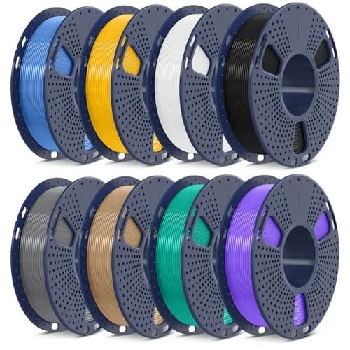 SUNLU 250g PLA Filament Bundle 1.75mm | Multicolor 3D Printer Filament for Small Prints — Black+white+blue+green+yellow+burly Wood+purple+grey - main product image