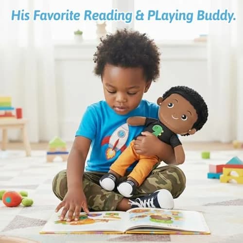 OUOZZZ Soft Black Baby Doll 12.6 Inch (32 cm) | Dinosaur Snuggle Buddy thumbnail 6