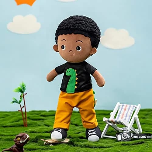 OUOZZZ Soft Black Baby Doll 12.6 Inch (32 cm) | Dinosaur Snuggle Buddy thumbnail 9