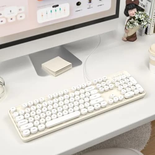 Atelus Retro Typewriter Keyboard Full Size Wired USB Keyboard with Number Pad, 17.52" x 5.12" x 1.38" (Creamy White) | Clicky Switches thumbnail 6
