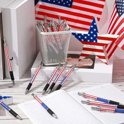 Tenare Patriotic American Flag Ballpoint Pen 128 Pack | Smooth Writing, 1.0mm Point, Red White Blue thumbnail 5