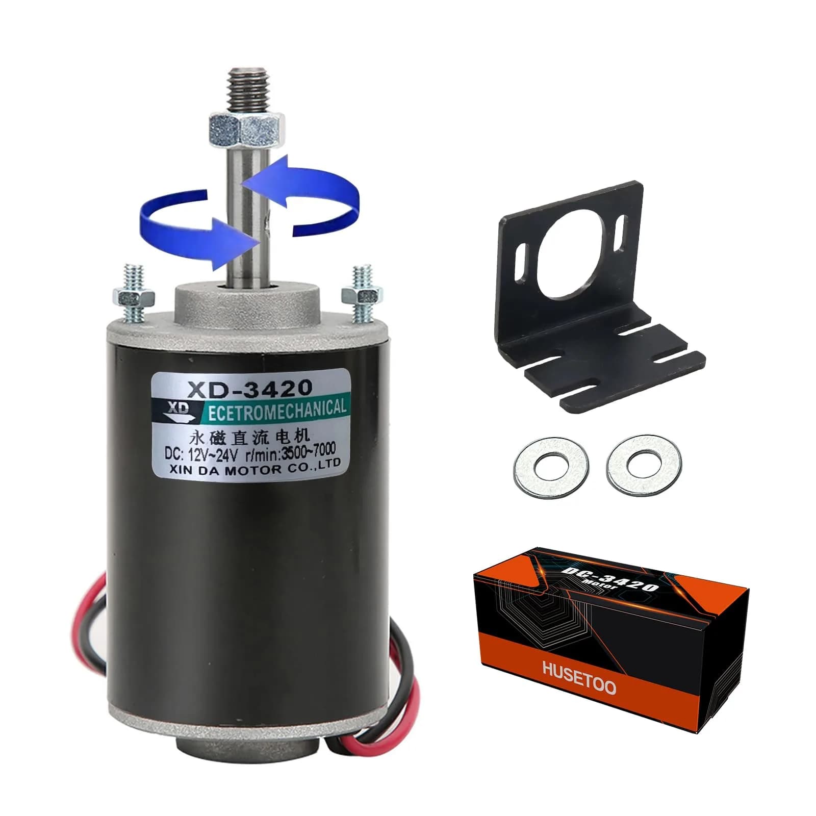 XD-3420 High Torque DC Motor 12 V/24 V | 30W CW/CCW, Mini Generator, DIY