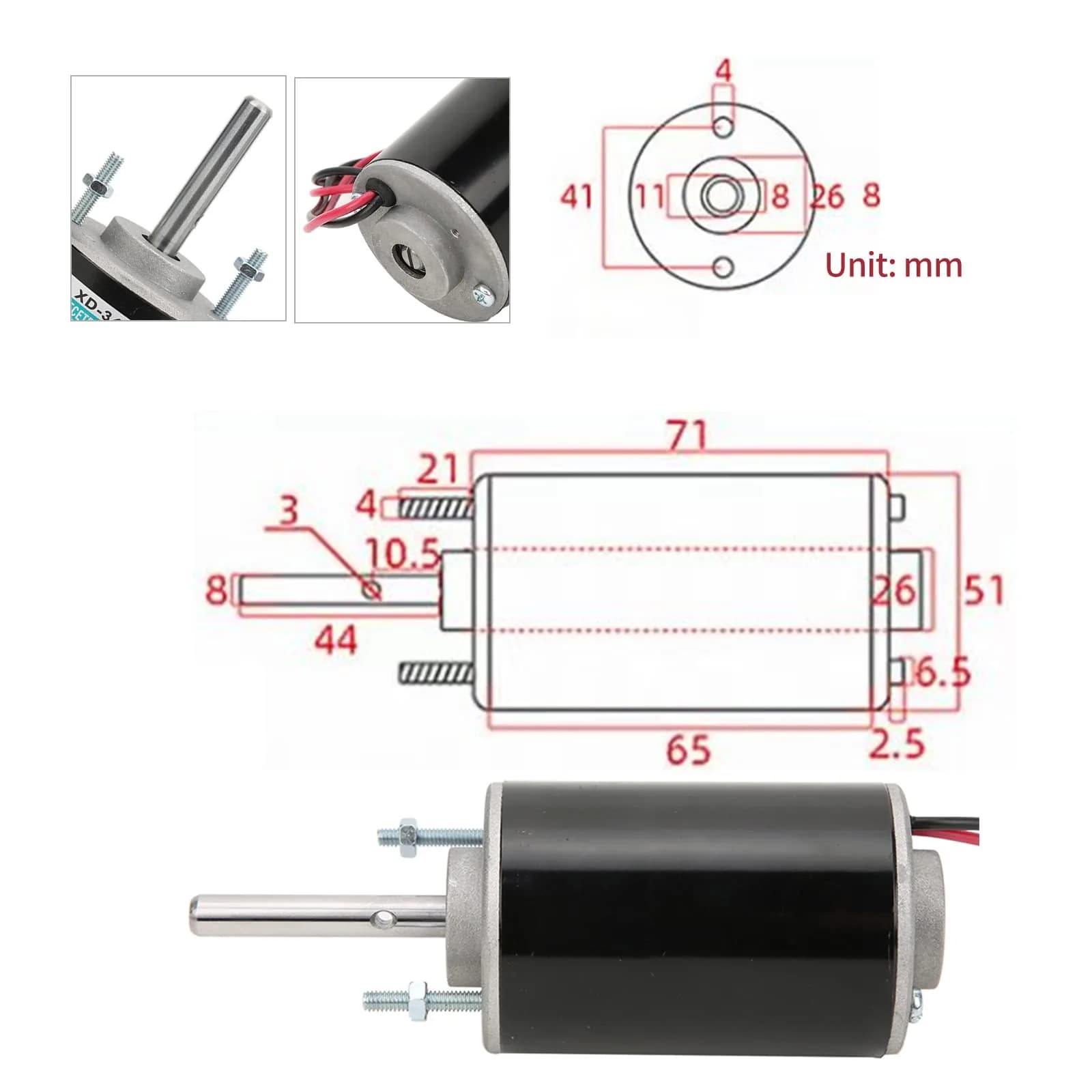 XD-3420 High Torque DC Motor 12 V/24 V | 3500/7000RPM, CW/CCW, DIY Generator thumbnail 2