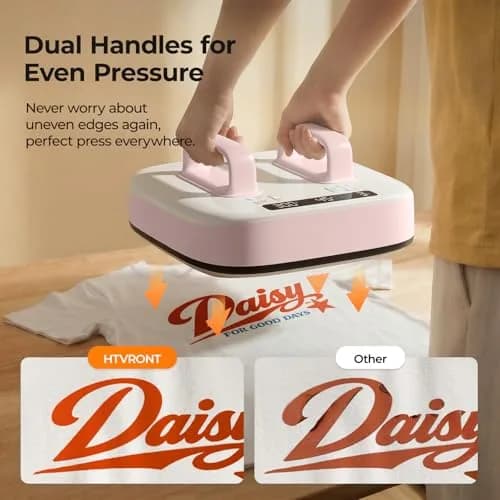 HTVRONT Mini Heat Press Machine Blue | 500W Portable Iron Press for T-Shirts, Hats, Heat Transfer Projects - view 3