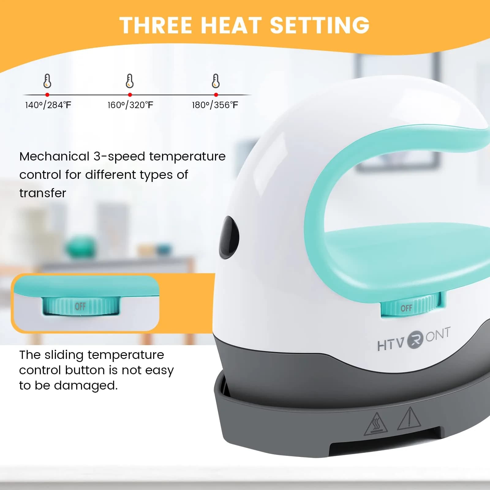 HTVRONT Mini Heat Press Machine for Crafts, 3 Heat Settings, 140-180°C (284-356°F) | Mint Color, 439g - view 2